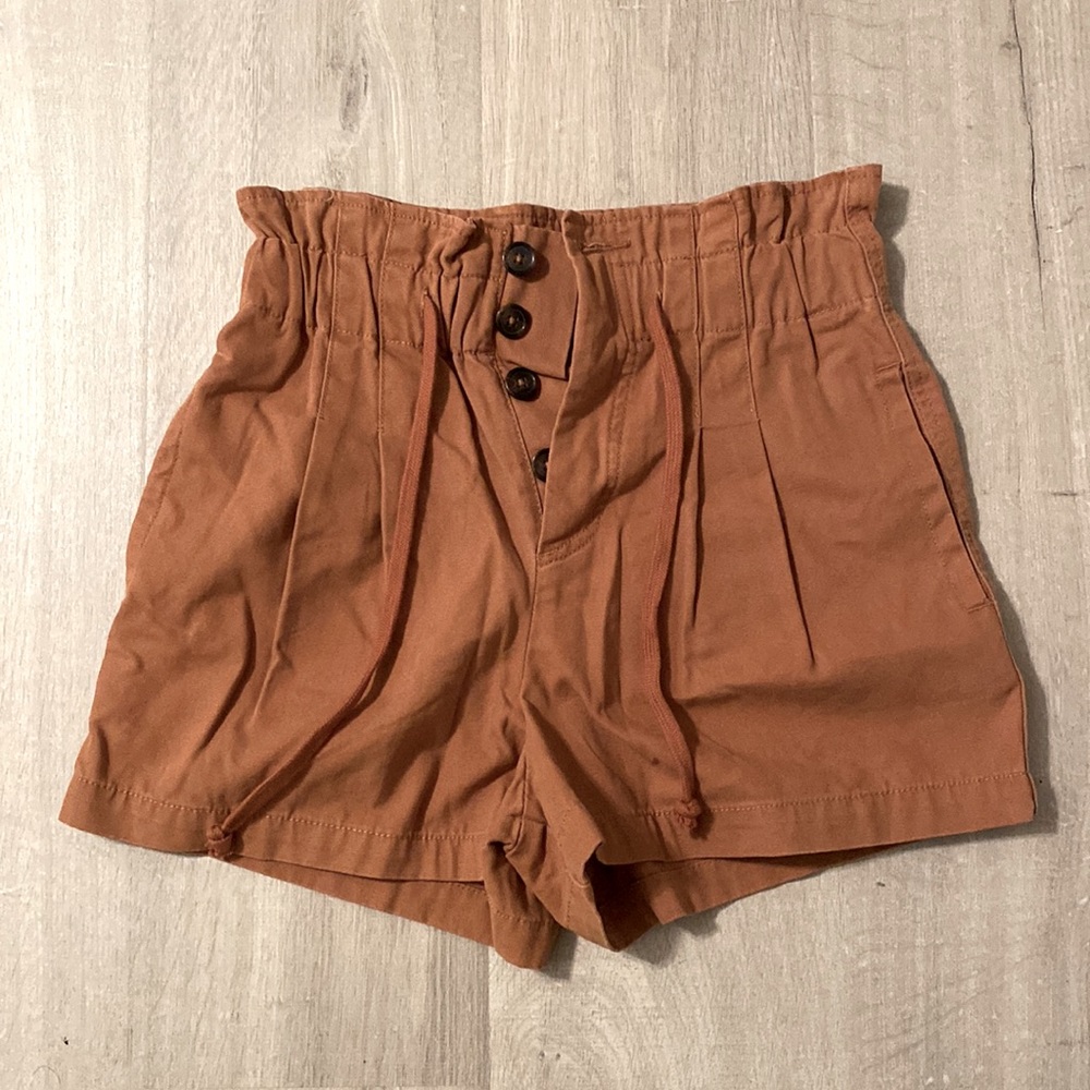 Forever 21 high waist copper brown color denim paper bag shorts